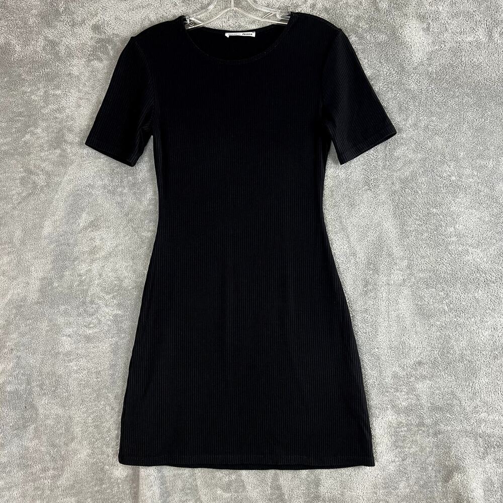 Reformation Black Knit Mini Dress Womens‎ S Fitted Ribbed LBD Minimalist